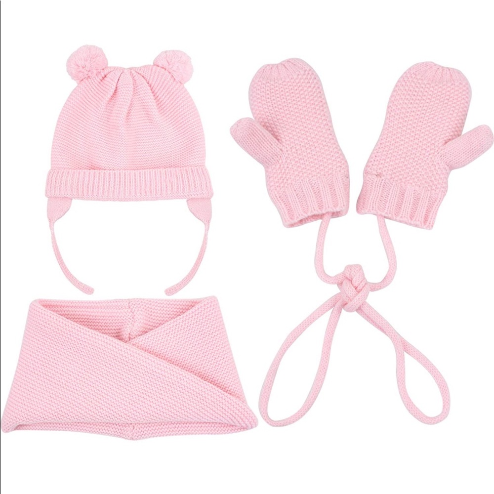 UNDER ZERO UO Toddler Winter Mitten Set Pink.
